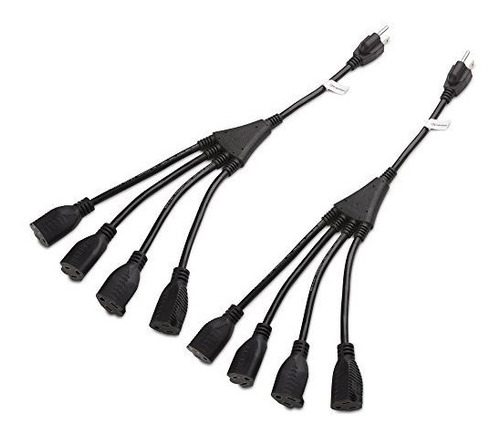 Cable Matters 2-pack 4 Outlet Power Splitter Cord (cable De