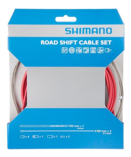 Juego De Cables Shimano Road Ptfe Optislick Rojo