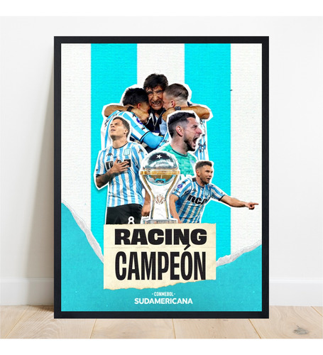 Cuadro Decorativo Gustavo Costas Racing Club Campeon Negro Negro