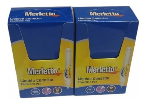 Corrector Liquido Tipo Lapiz Merletto 7ml Pack 12