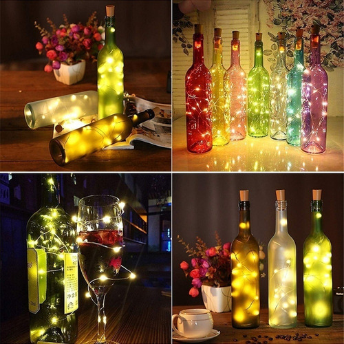* Luces Led Corcho Botella Decoración Multicolor 20 Unidad