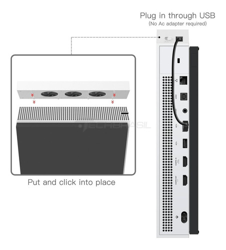 Cooler Hub 2 Usb Compatível Xbox One Slim Exautor De Calor