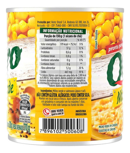 Milho Verde Em Conserva Quero 1,7kg - Kit Com 2 Latas