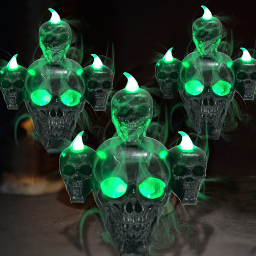 Vela Led Verde De Halloween Con Calavera De Haunted House