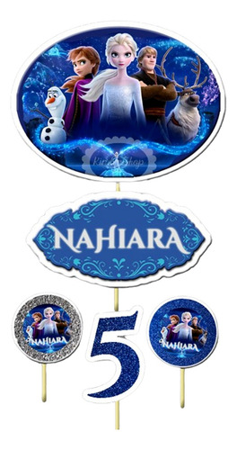 Frozen Cake Topper + Banderín Imprimible Personalizado 