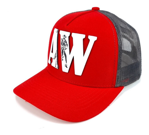 Boné Austin Western Snapback Em Tela Vermelho E Cinza Escuro