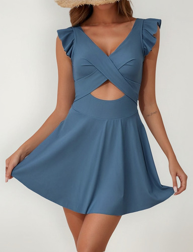 Traje De Baño Casual Liso De Una Pieza
