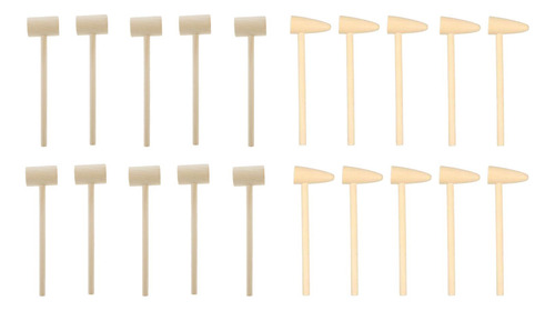 5 X 10 Juego De Mini Martillos De Madera Para Niños 14,7cm