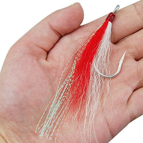 Shaddock Pesca Pack De 6 Rojo / Blanco / Flash Cod Bucktail 