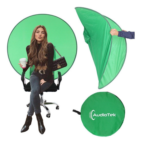 Fundo de tela verde Chroma Key 140 cm redondo dobrável