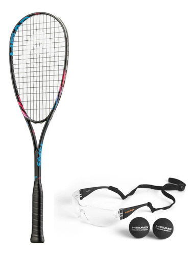 Head Spark Elite Raqueta Squash Con Anteojos Y Pelotas Sin Funda Tamaño Del Grip 3 7/8 Color Negro