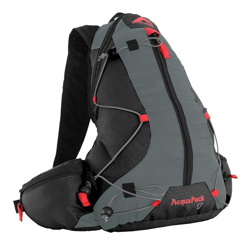 Mochila Acqua Pack 17 Litros Trilhas & Rumos Hidratação Cor Preto cinza Desenho do tecido Cinza com Preto