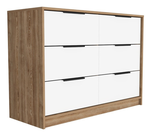 Cómoda Organizador Wesley, Miel Y Blanco. Color Marrón claro