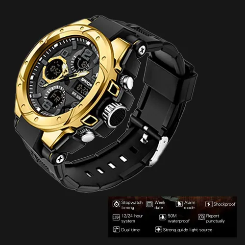 Reloj Dual Digital Led Militar Uso Rudo Contra Agua 5 Bar Sd Color
