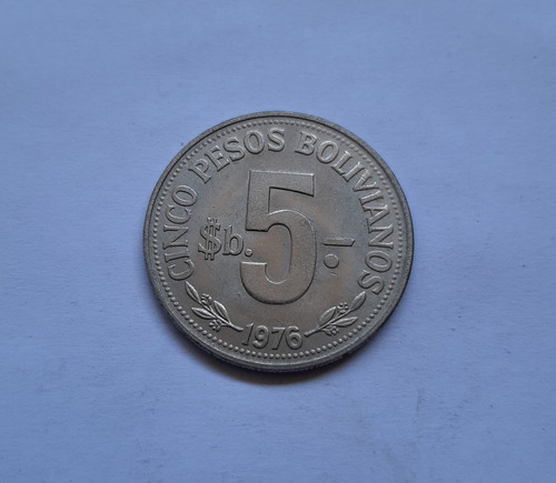 Moneda 5 Pesos Año 1976 Bolivia Nickel