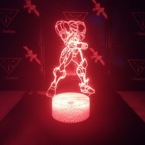 Lámpara 3d Samus Aran Metroid Base Agrietada