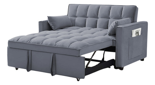 Sofácama Reclinable Convertible Matrimonial Bossa Anders Color Gris Diseño De La Tela Capitonado