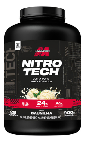 Whey Protein Ultra Pure Muscle Tech 2lb 100% Nitro Tech Sabor Baunilha