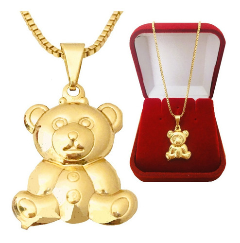Gargantilha Feminina Pingente Ursinho Gummy Bear Banhado Cor Dourado