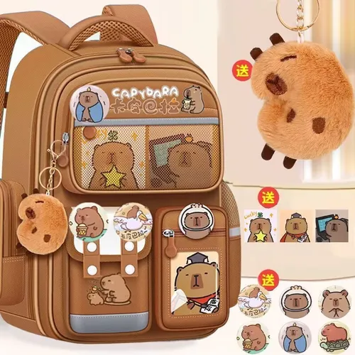 Bonita Mochila Con Dibujos Animados De Capibara De Gran Capa
