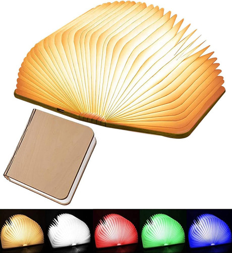 Luz De Madera Para Libro 5 Colores Led Recargable Usb