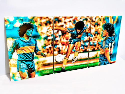 Maradona Boca Juniors Cuadro Moderno Triptico Afa Futbol