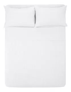 Juego de sábanas Melocotton 1800 Micro Grabada color blanco con diseño color hilos 1800 para colchón de 200cm x 140cm x 25cm