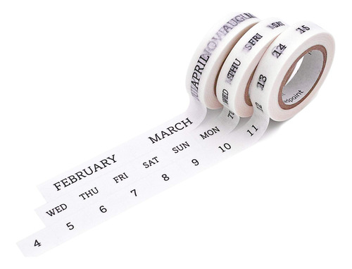 Calendario Washi Tape Set - Día Semana Mes 10 Mm Simpl...