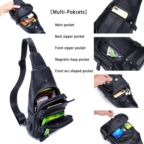 Bullcaptain Bolso Bandolera De Cuero Para Hombre Bolso De Pe