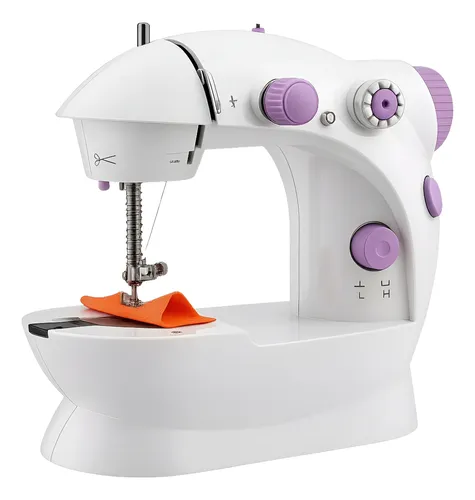 Mini máquina de coser en uso