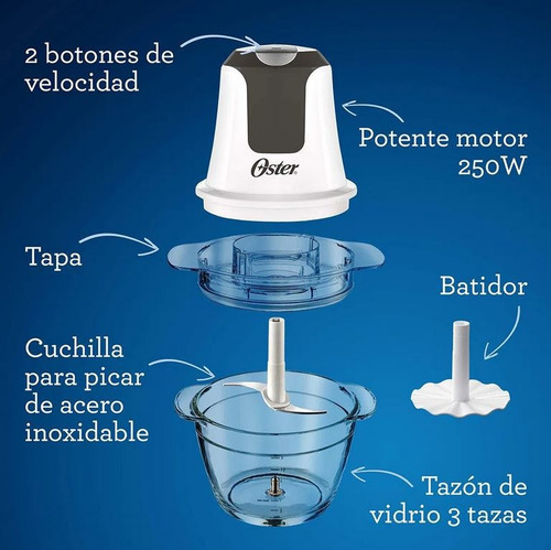 Mini Picadora Oster® 3 Tazas Con Tazón De Vidrio Fpstfp3340