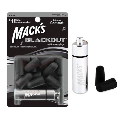 Protector Auricular Mack's Blackout 7 pares + Funda para color negro