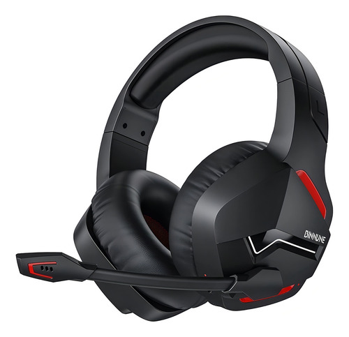 Fone de ouvido over-ear gamer sem fio Binnune Gamer BW01 preto e vermelho