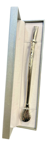 Bombilla Plata 925 Caña Media Labrada Ideal Para Grabado