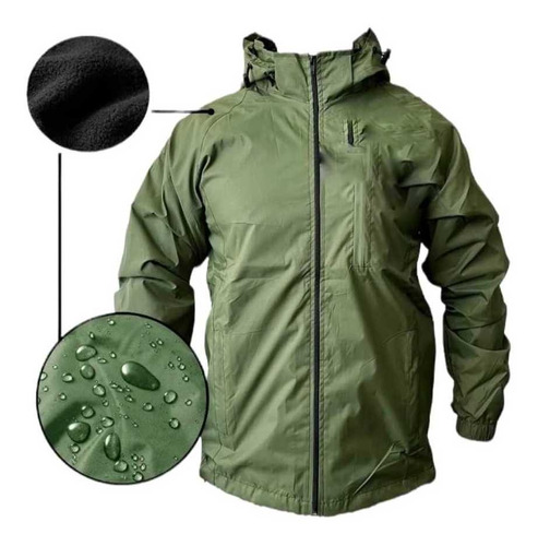 Corta Viento Hombre Impermeable Forro Micropolar 