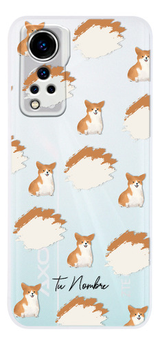 Funda Para Zte Para Mujer Perrito Corgi Manchas Con Nombre