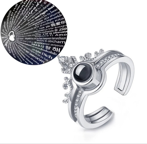 Imagen 1 de 5 de Anillo Proyecta Te Amo En 100 Idiomas Color Oro Y Plata