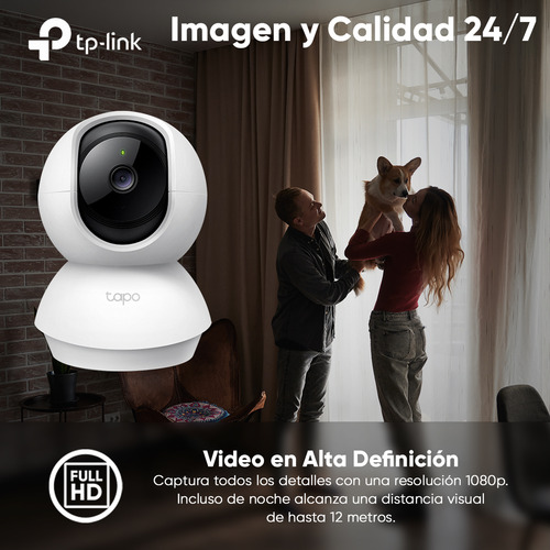 Tp-link & Cronos Kit Cámara De Video Vigilancia 1080p Full Hd Micrófono Modelo Tp-c200c-64 + Micro Sd 64 Gb / Cobertura 360° Con Seguimiento Inteligente Audio Bidireccional Y Modo Privacidad / Cctv
