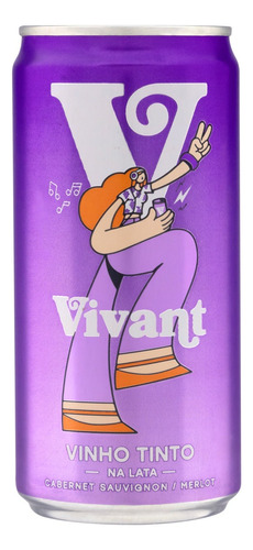 Vinho Cabernet Sauvignon, Merlot Vivant 2020 em lata 269 ml