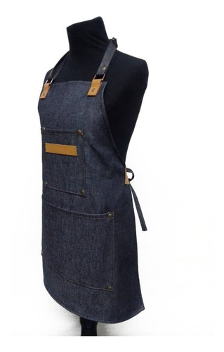 Imagen 2 de 6 de Delantal Jean Y Cuero Infantil Niños Unisex Cocina Juegos