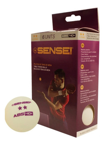 Imagen 1 de 3 de Pelotas Ping Pong Pack De 6 Unidades Sensei Dos Estrellas
