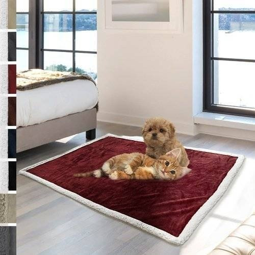 Imagen 1 de 5 de Mascota Gato Perro Cachorro Premium Sherpa Peluche Manta Tam