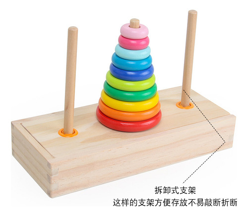 Jogo De Quebra-cabeça Wooden Tower 10 Rings Early Educationa