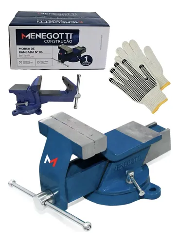 Morsa Profissional Bancada 6 Menegotti Torno Giratório +luva