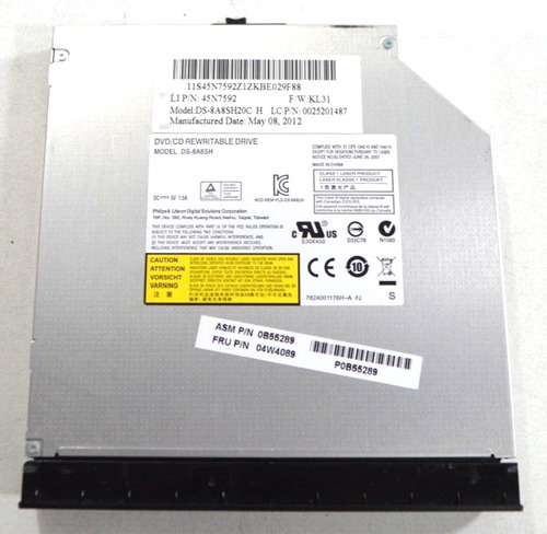 Lenovo Thinkpad Edge E530 Dvd Cd Rw Drive Ds-8a8sh 04w40 Nnk