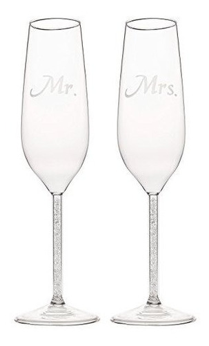 Set De 2 Copas De Flauta De Champan De Boda Mr And Mrs Brid