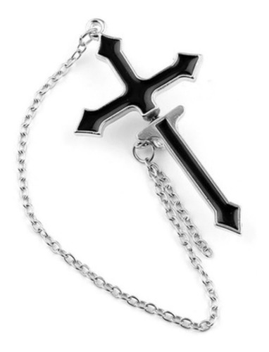 Imagem 1 de 5 de Brinco Ear Cuff Punk Gótico Cruz Crucifixo Negro