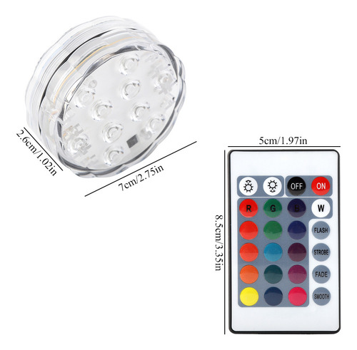 Control Remoto De Lámpara Led Multicolor A Prueba De Agua