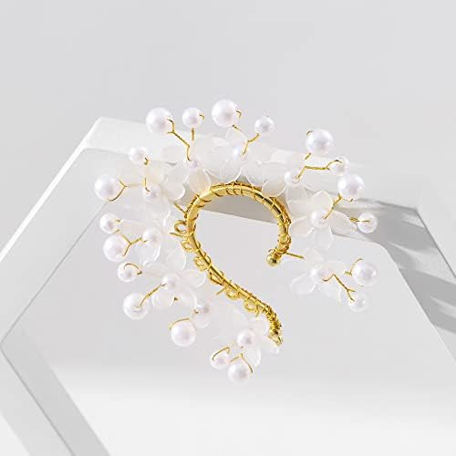 Ear Cuff De Elfo Con Perlas De Hadas, Pendiente Único Izquie