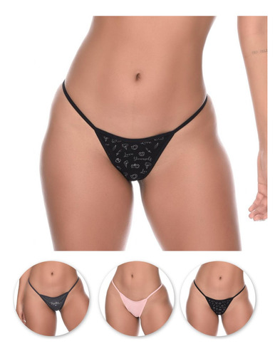 Bikini Tanga Hilo Dental Paquete X3 Para Mujer En Algodón